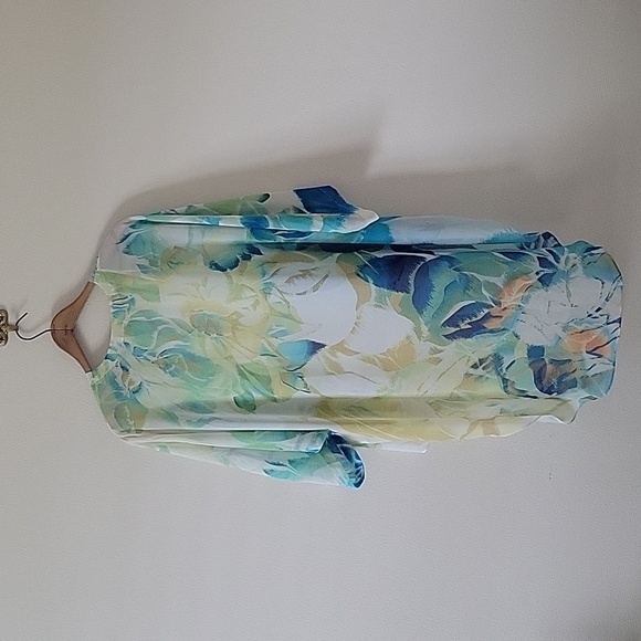 Chico's Blue Green Sheer Open Front Kimono Coverup Size S/M - Picture 6 of 7